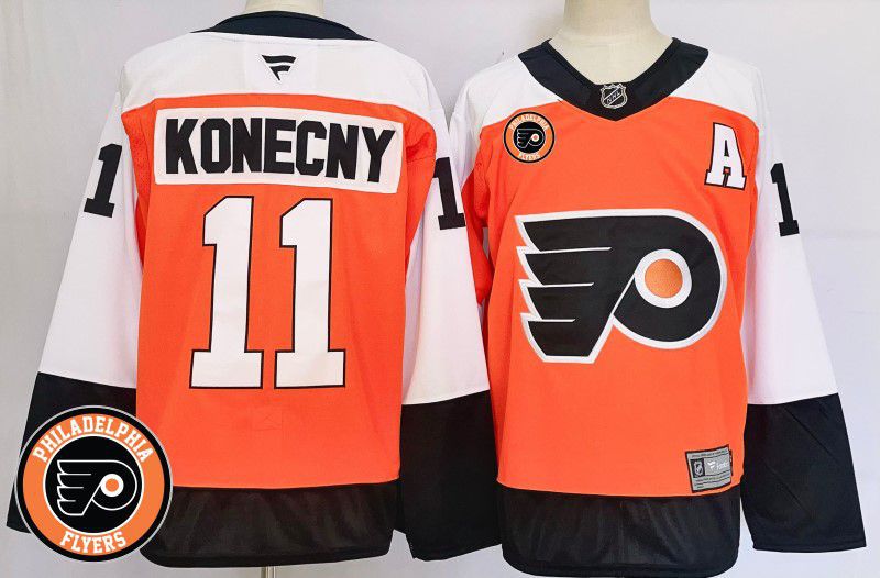 Men Philadelphia Flyers 11 Konecny Orange Fanatics 2025 NHL Jersey style 2